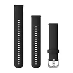 GARMIN GREITAI ATSEGAMA 20 MM JUODA SILIKONINė APYRANKė SU SIDABRO SPALVOS SAGTIMI, 010-12932-18