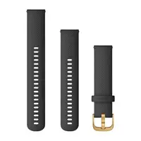 GARMIN GREITAI ATSEGAMA 20 MM JUODA SILIKONINė APYRANKė SU AUKSO SPALVOS SAGTIMI, 010-12932-13