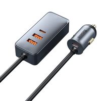 AUTOMOBILINIS įKROVIKLIS BASEUS SHARE TOGETHER 2X USB / 2X USB TYPE C 120W PPS PD PILKA (CCBT-A0G), 44277