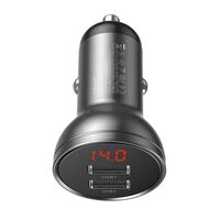 AUTOMOBILINIS įKROVIKLIS BASEUS DIGITAL DISPLAY 24W 2XUSB-A JUODAS CCBX-0G, 6953156215399