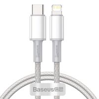 USB KABELIS BASEUS HIGH DENSITY BRAIDED PD20W TYPE-C TO LIGHTNING 1.0M BALTAS CATLGD-02, 6953156231924