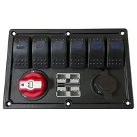 PANELĖ ALIUMINIO SU JUNGIKLIAIS X6, USB3,1A, ĮTAMPOS ATJUNGĖJU, 50A ANDERSON JUNGTIMI, PME50854-6M-1U