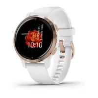 GARMIN VENU 2S RAUSVOJO AUKSO SPALVOS NERūDIJANčIOJO PLIENO APVADAS, SU BALTU KORPUSU IR SILIKONINIU DIRžELIU, 010-02429-13