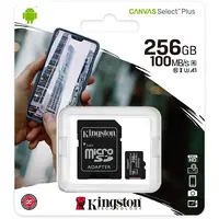 ATMINTIES KORTELė KINGSTON CANVAS GO! PLUS, 256 GB, 100 MB/S - 85 MB/S, KINGSTON-256GB