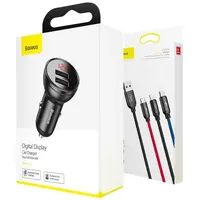 BASEUS AUTOMOBILIO įKROVIKLIO KOMPLEKTAS 3 IN 1, TZCCBX-0G