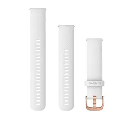GARMIN GREITAI ATSEGAMA 20 MM BALTA SILIKONINė APYRANKė SU RAUSVOJO AUKSO SPALVOS SAGTIMI, 010-12924-10