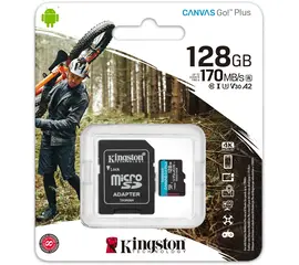ATMINTIES KORTELė KINGSTON CANVAS GO! PLUS, 128 GB, 170 MB/S - 90 MB/S, KINGSTON-128GB