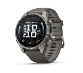 GARMIN FENIX 9 43MM – TITANO SPALVOS SU AKMENėLIų / PILKU DIRžELIU, 010-04761-11