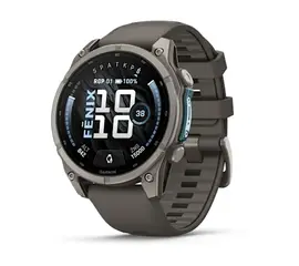 GARMIN FENIX 9 47MM – TITANO SPALVOS SU AKMENėLIų / PILKU DIRžELIU, 010-04762-01