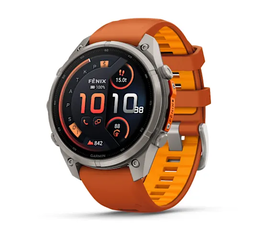 GARMIN FENIX 9 PRO INREACH 47MM – TITANAS SU ORANžINIU SILIKONINIU DIRžELIU, 010-04336-01