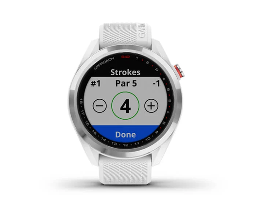 GARMIN APPROACH S42 POLIRUOTO SIDABRO SPALVOS SU BALTU DIRžELIU, 010-02572-01