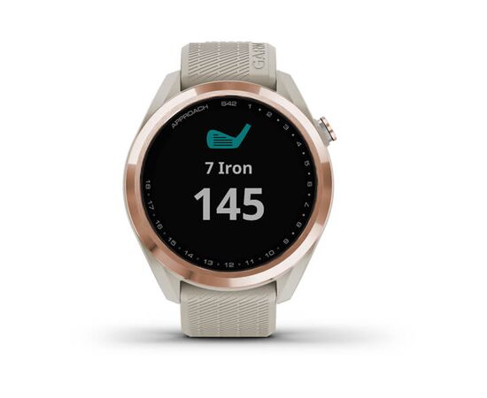 GARMIN APPROACH S42 RAUSVOJO AUKSO SPALVOS SU šVIESIAI SMėLINIU DIRžELIU, 010-02572-02