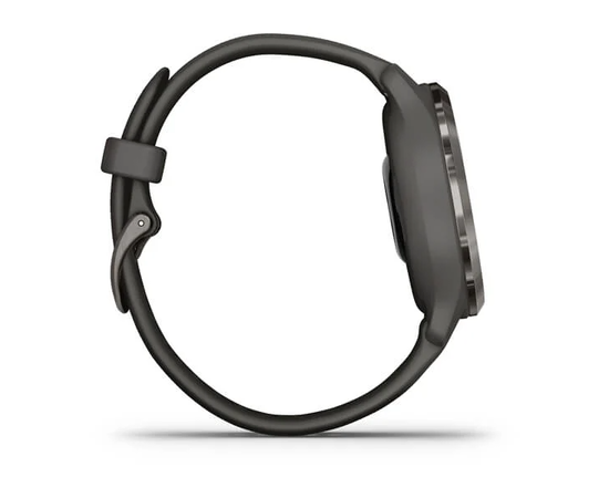 GARMIN VENU 2S SKALūNO SPALVOS NERūDIJANčIOJO PLIENO APVADAS, SU GRAFITO SPALVOS KORPUSU IR SILIKONINIU DIRžELIU, 010-02429-10