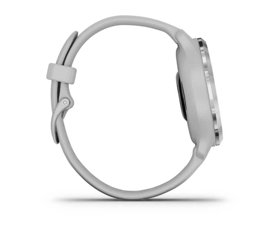 GARMIN VENU 2S SIDABRO SPALVOS NERūDIJANčIOJO PLIENO APVADAS, SU „MIST GREY“ PILKU KORPUSU IR SILIKONINIU DIRžELIU, 010-02429-12