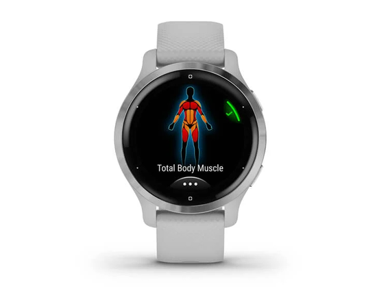 GARMIN VENU 2S SIDABRO SPALVOS NERūDIJANčIOJO PLIENO APVADAS, SU „MIST GREY“ PILKU KORPUSU IR SILIKONINIU DIRžELIU, 010-02429-12