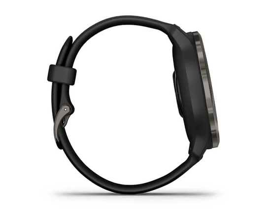 GARMIN VENU 2 SKALūNO SPALVOS NERūDIJANčIOJO PLIENO APVADAS, SU JUODU KORPUSU IR SILIKONINIU DIRžELIU, 010-02430-11