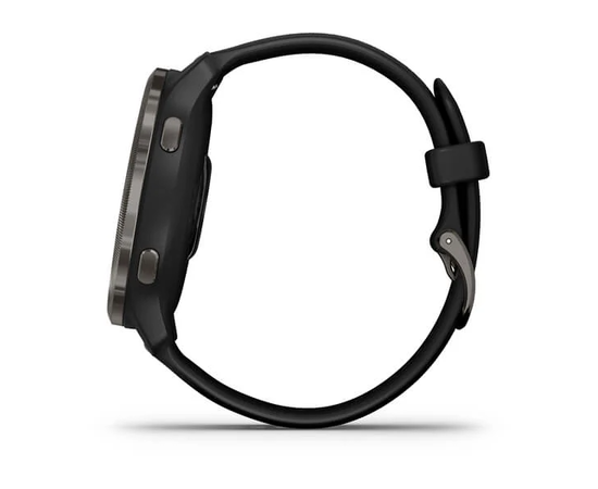 GARMIN VENU 2 SKALūNO SPALVOS NERūDIJANčIOJO PLIENO APVADAS, SU JUODU KORPUSU IR SILIKONINIU DIRžELIU, 010-02430-11