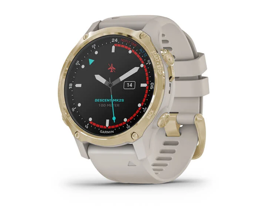GARMIN DESCENT MK2S ŠVIESAUS AUKSO SPALVOS SU šVIESIAI SMėLINIU SILIKONINIU DIRžELIU, 010-02403-01