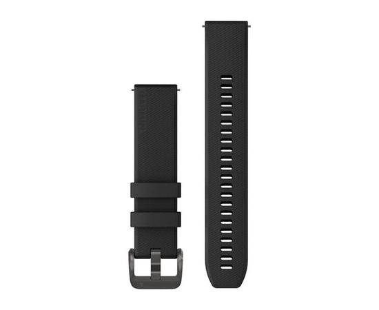 GARMIN GREITAI ATSEGAMA 20MM JUODAI RAIžYTA SILIKONINė APYRANKė SU GINKLO METALO SPALVOS SAGTIMI, 010-13114-00