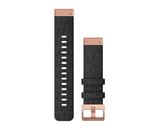 GARMIN QUICKFIT 20 MM JUODA NAILONINė APYRANKė SU RAUSVOJO AUKSO SPALVOS SAGTIMI, 010-12874-00