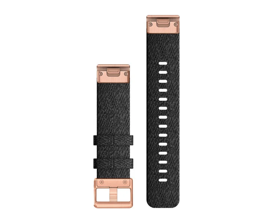 GARMIN QUICKFIT 20 MM JUODA NAILONINė APYRANKė SU RAUSVOJO AUKSO SPALVOS SAGTIMI, 010-12874-00