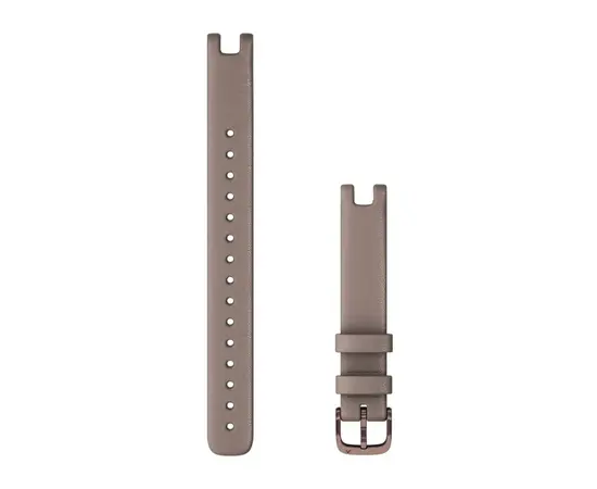 GARMIN LILY 14MM PADIDINTA šVIESIAI PILKOS SPALVOS ODINė APYRANKė SU TAMSIOS BRONZOS SPALVOS SAGTIMI, 010-13068-A4