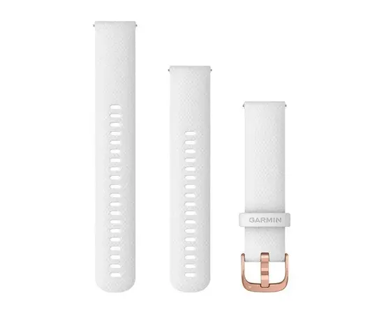GARMIN GREITAI ATSEGAMA 20 MM BALTA SILIKONINė APYRANKė SU RAUSVOJO AUKSO SPALVOS SAGTIMI, 010-12924-10