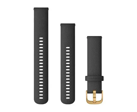 GARMIN GREITAI ATSEGAMA 20 MM JUODA SILIKONINė APYRANKė SU AUKSO SPALVOS SAGTIMI, 010-12932-13