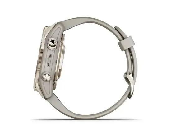 GARMIN EPIX PRO 42 MM SAPPHIRE - ŠVIESIOS AUKSO SPALVOS, SU šVIESIAI SMėLINIU DIRžELIU, 010-02802-11