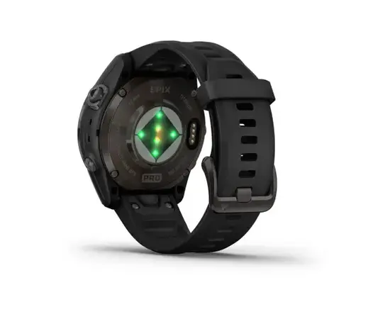 GARMIN EPIX PRO 42 MM SAPPHIRE - PILKOS ANGLIES SPALVOS DLC TITANAS, SU JUODU DIRžELIU, 010-02802-15