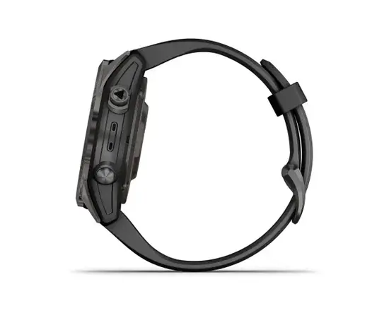 GARMIN EPIX PRO 42 MM SAPPHIRE - PILKOS ANGLIES SPALVOS DLC TITANAS, SU JUODU DIRžELIU, 010-02802-15