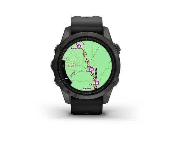 GARMIN EPIX PRO 42 MM SAPPHIRE - PILKOS ANGLIES SPALVOS DLC TITANAS, SU JUODU DIRžELIU, 010-02802-15