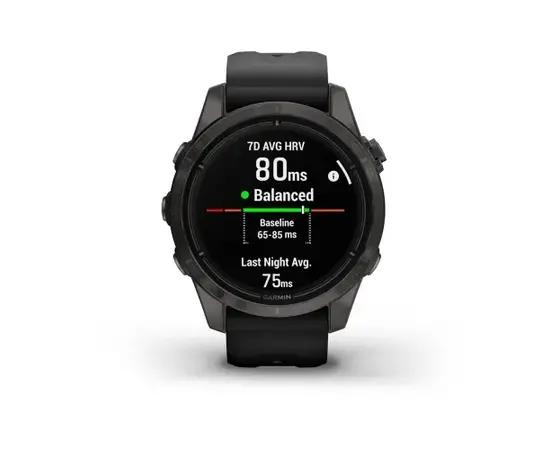 GARMIN EPIX PRO 42 MM SAPPHIRE - PILKOS ANGLIES SPALVOS DLC TITANAS, SU JUODU DIRžELIU, 010-02802-15