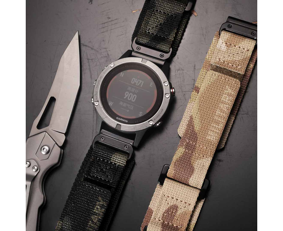 HEMSUT NAILONINė APYRANKė GARMIN LAIKRODžIAMS SU QUICKFIT CAMO, 131DARK-CAMO