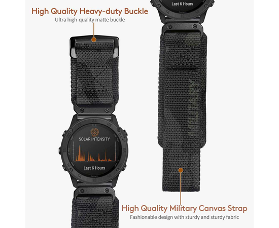 HEMSUT NAILONINė APYRANKė GARMIN LAIKRODžIAMS SU QUICKFIT CAMO, 131DARK-CAMO