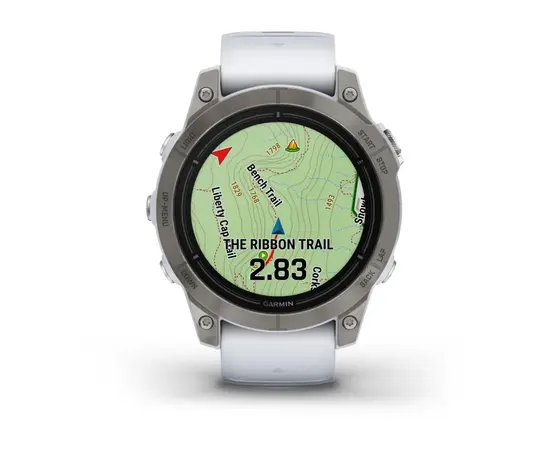 GARMIN EPIX PRO 47 MM SAPPHIRE - TITANAS SU BALTOJO AKMENS SPALVOS DIRžELIU, 010-02803-21