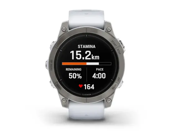 GARMIN EPIX PRO 47 MM SAPPHIRE - TITANAS SU BALTOJO AKMENS SPALVOS DIRžELIU, 010-02803-21