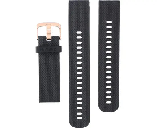 GARMIN GREITAI ATSEGAMA 20 MM JUODA SILIKONINė APYRANKė SU RAUSVOJO AUKSO SPALVOS SAGTIMI, 010-12691-03