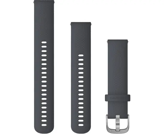 GARMIN GREITAI ATSEGAMA 20 MM GRANITO MėLYNA SILIKONINė APYRANKė SU SIDABRO SPALVOS SAGTIMI, 010-12932-10