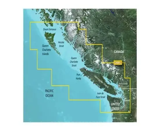 GARMIN VCA501L-G3 PUGET SOUND-DIXON ENTRANCE BLUECHART G3 JūRLAPIAI, 010-C0701-00