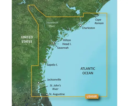 GARMIN VUS008R-G3 CHARLESTON-JACKSONVILLE BLUECHART G3 JūRLAPIAI, 010-C0709-00