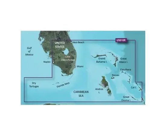 GARMIN VUS010R-G3 SOUTHEAST FLORIDA & BAHAMAS BLUECHART G3 JūRLAPIAI, 010-C0711-00