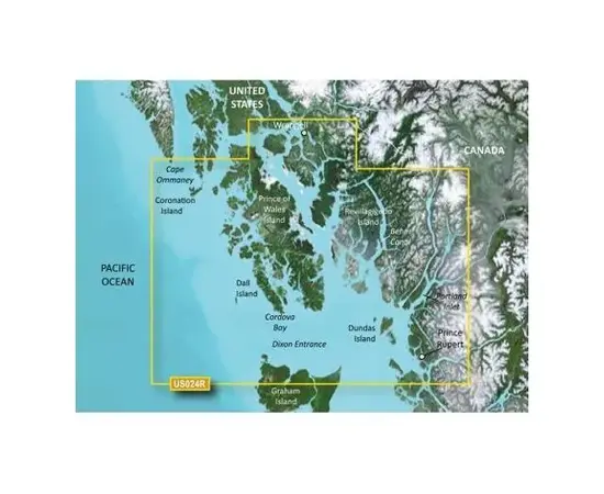 GARMIN VUS024R-G3 WRANGELL-DIXON ENTRANCE BLUECHART G3 JūRLAPIAI, 010-C0725-00