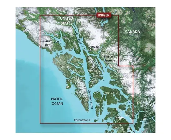 GARMIN VUS026R-G3 WRANGELL-JUNEAU-SITKA BLUECHART G3 JūRLAPIAI, 010-C0727-00