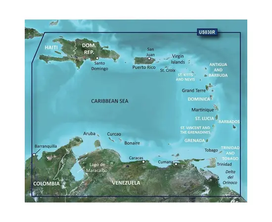 GARMIN VUS030R-G3 SOUTHEAST CARIBBEAN BLUECHART G3 JūRLAPIAI, 010-C0731-00