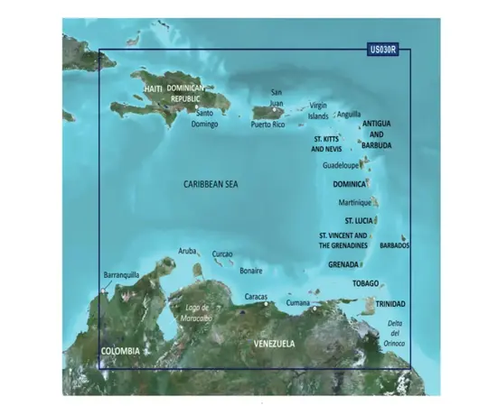 GARMIN HXUS030R-G3 SOUTHEAST CARIBBEAN BLUECHART G3 JūRLAPIAI, 010-C0731-20