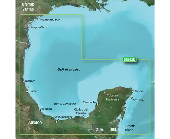 GARMIN VUS032R-G3 SOUTHERN GULF OF MEXICO BLUECHART G3 JūRLAPIAI, 010-C0733-00