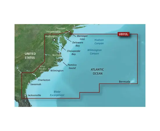 GARMIN VUS512L-G3 MID-ATLANTIC BLUECHART G3 JūRLAPIAI, 010-C0741-00