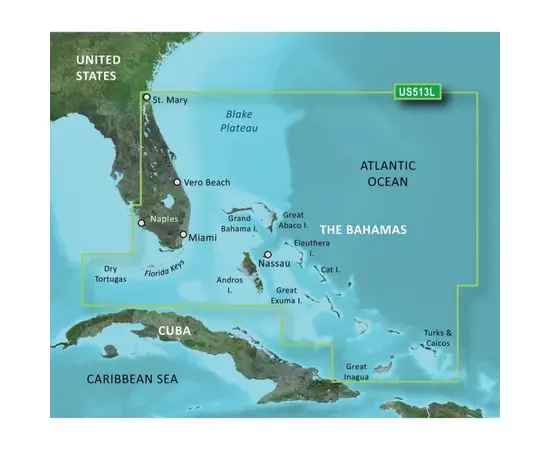 GARMIN VUS513L-G3 JACKSONVILLE-BAHAMAS BLUECHART G3 JūRLAPIAI, 010-C0742-00