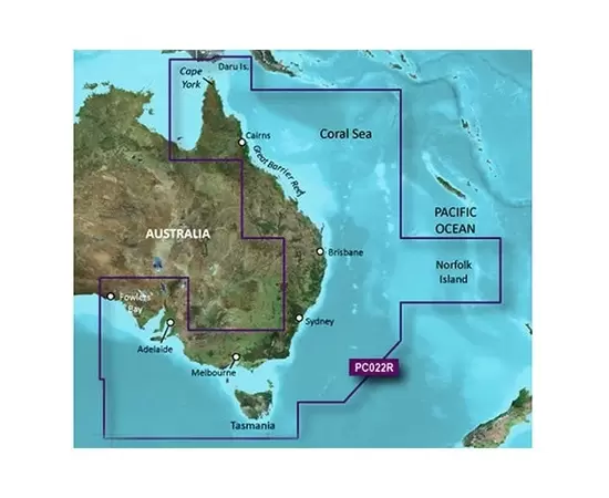 GARMIN VPC022R-G3 EAST COAST AUSTRALIA BLUECHART G3 JūRLAPIAI, 010-C0756-00